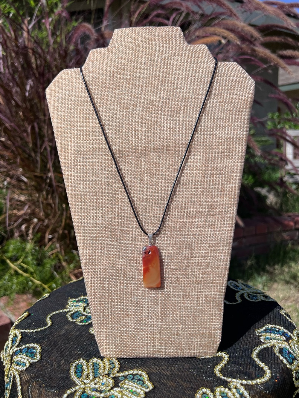 Orange Agate Pendant Necklace